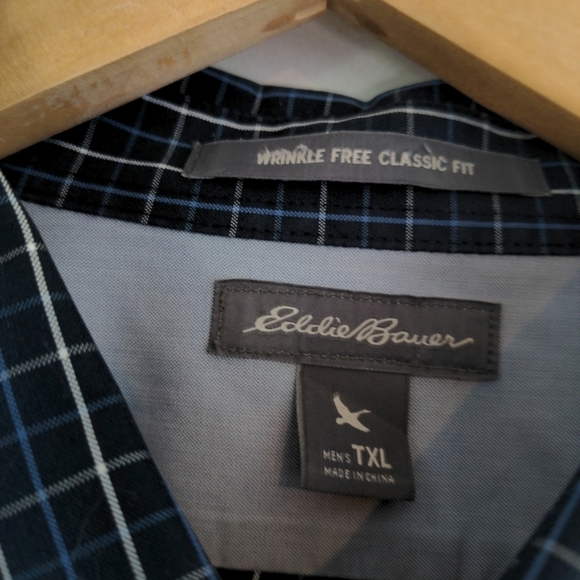 Eddie Bauer Shirt Men's TXL Blue Plaid Classic Fit Button Down Long Sleeve NWOT - Picture 4 of 8